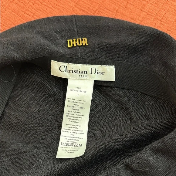 Dior Black Beret with Gold Logo - Picture 2 of 3